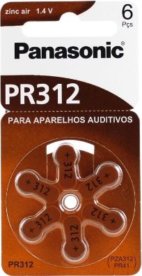 Pack 6x Pilhas p/ Aparelhos Auditivos - PR312/PR41/AZA312 - PANASONIC