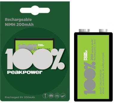 Pilha Recarregável Ni-Mh 9V 200mAh - PEAK POWER