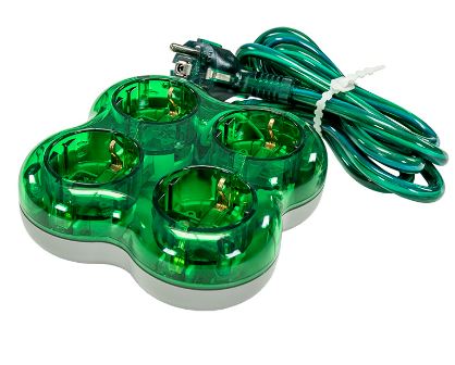 Extensão Quadrupla Terra (1,5 mts) - Verde Transparente