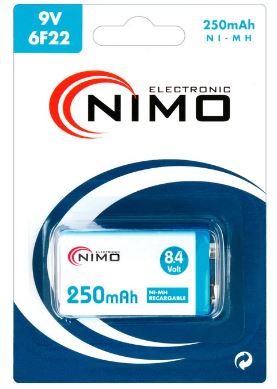 Pilha Recarregável Ni-Mh 9V 250mAh - NIMO