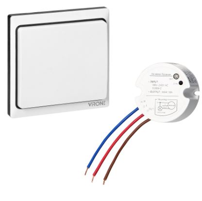 Interruptor s/ Fios RF 433MHz Inteligente Cinético (s/ Bateria) c/ Receptor Relé 1000W - VIRONE