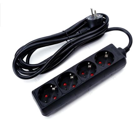 Extensão Quadrupla Preto (3 mts)