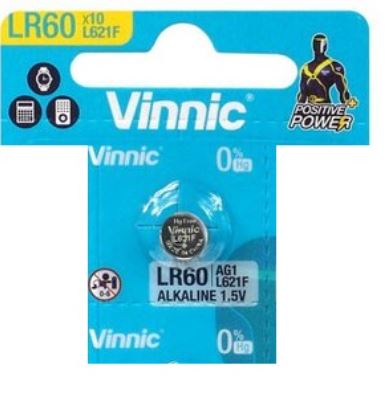 Pilha Alcalina G1/L621/V364/SR621SW/AG1/LR620 1,5V - VINNIC