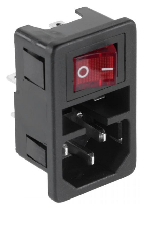Base de Corrente Tripolar c/ Porta Fusível + Interruptor Luminoso