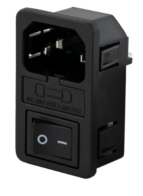 Base de Corrente Tripolar c/ Porta Fusível + Interruptor