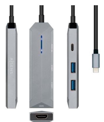 Docking Station USB-C "4-em-1" (Cinza) - AISENS