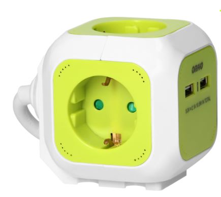 Extensão Quadrupla c/ 2x USB Verde (1,4 mts) - ORNO