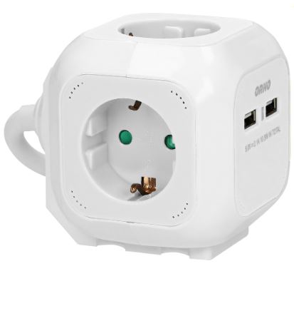 Extensão Quadrupla c/ 2x USB Branco (1,4 mts) - ORNO