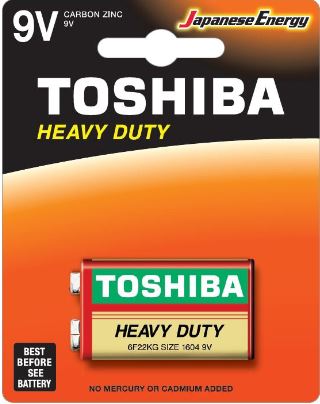 Pilha 6F22KG 9V Zinco - TOSHIBA