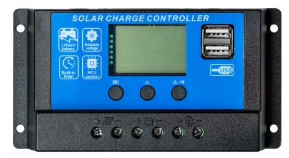Controlador de Carga LCD 12/24V 10Ah USB PWM p/ Painel Fotovoltaico