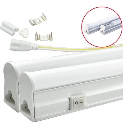 Armadura LED T5 16W 220V 6400K 1450Lm Opalina c/ Interruptor (1 metro)