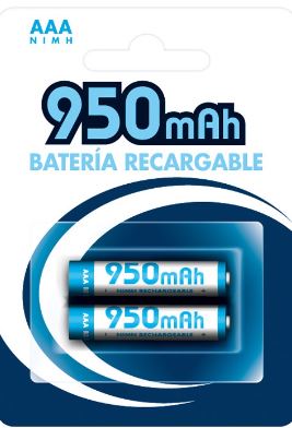 Blister 2 Pilhas Recarregáveis 1,2V 950mAh Ni-Mh - AAA
