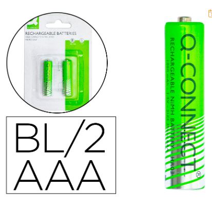 Blister 2x Pilhas Recarregáveis Ni-MH AAA 1,2V 1000mAh - Q-CONNECT