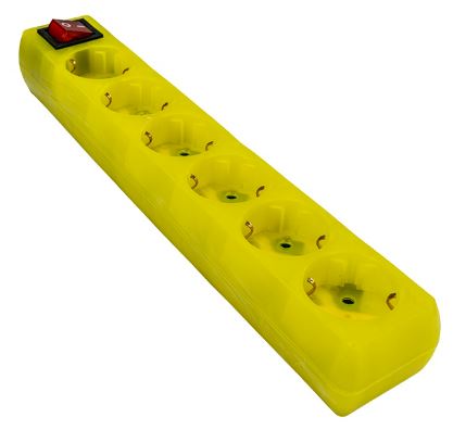 Extensão Sextupla Terra c/ Interruptor (1,5 mts) - Amarelo