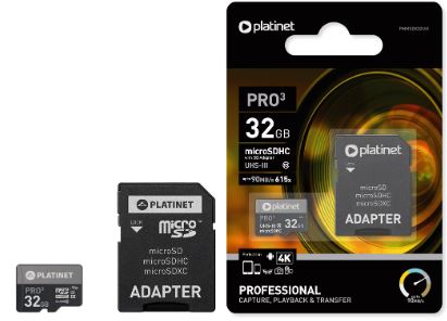 Cartão Memória PROFISSIONAL MicroSD c/ Adaptador SD 32GB (CLASS 10 UIII) - PLATINET