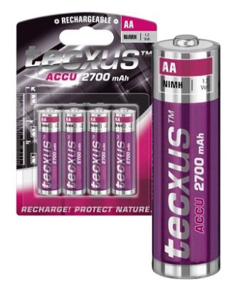 Blister 4 Pilhas Recarregáveis 1,2V AA Ni-Mh 2700mA - TECXUS