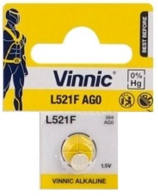 Pilha Alcalina V384/SR41SW/AG0/L521 1,5V - VINNIC
