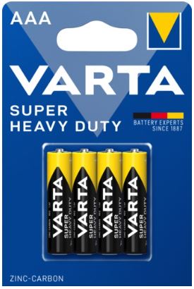 Blister 4 Pilhas AAA / R03 1,5V Super Heavy Duty - VARTA 2003