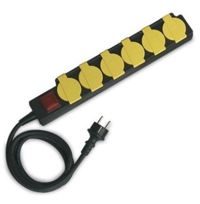 Extensão Sextupla 3x 1,5mm c/ Proteção de Mola IP44 (1,5 mts)