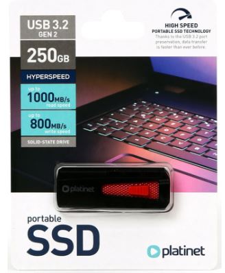 Disco Externo 250GB SSD tipo Pen Drive USB 3.2 - PLATINET