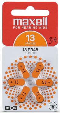 Pack 6x Pilhas PR48 p/ Aparelhos Auditivos - MAXELL