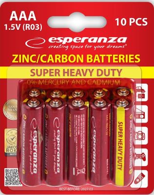 Pack 10x Pilhas Blister AAA/R3 1,5V - ESPERANZA