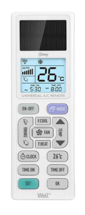 Comando Universal Ar Condicionado c/ Painel Solar Homy - WELL