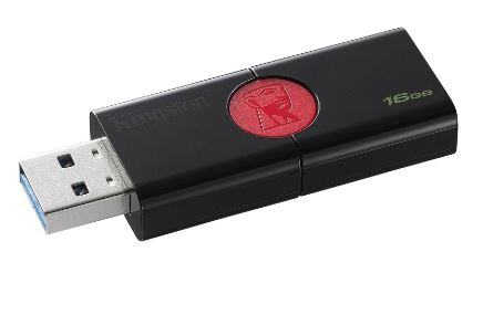 Pen Drive USB 16GB 3.1 (Preto/Vermelho) - KINGSTON