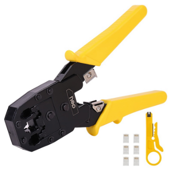 Alicate Cravar Fichas 4/6/8P RJ45/RJ14/RJ12/RJ9 EDL2468 (Amarelo) - DELI