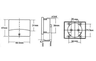 Amperimetro Painel 3A DC (60x47mm) - VELLEMAN