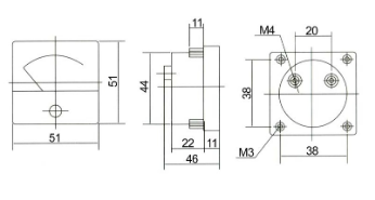 Amperimetro de Painel 10A DC (51x51mm)