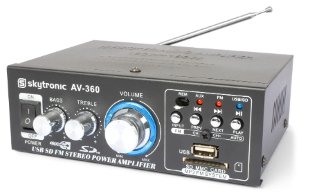 Amplificador Hi-Fi (FM/SD/USB/MP3) 2x 40W RMS - Skytronic AV360