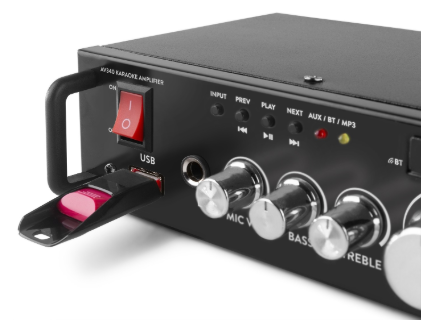 Amplificador de Karaoke Bluetooth MP3/USB 2x 50W (AV340) - MAX