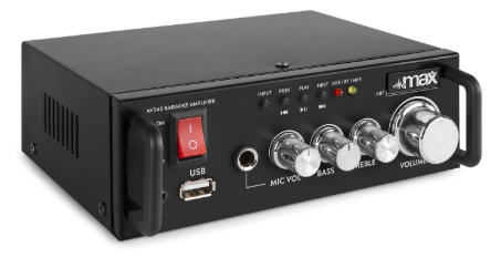 Amplificador de Karaoke Bluetooth MP3/USB 2x 50W (AV340) - MAX