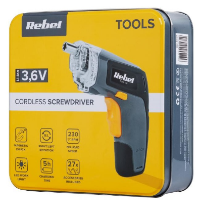 Aparafusadora Recarregável s/ Fios com Iluminação LED (até 230 RPM) - REBEL
