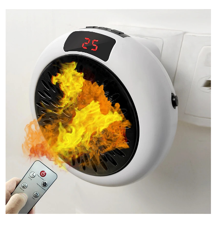 Aquecedor Cerâmico Regulável de Parede c/ Ligação Directa à Tomada + Comando
