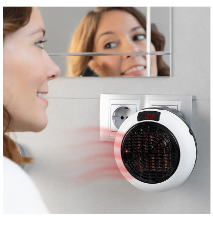 Aquecedor Cerâmico Regulável de Parede c/ Ligação Directa à Tomada + Comando