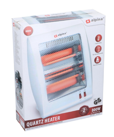 Aquecedor de Quartzo 800W (2 Barras) - ALPINA