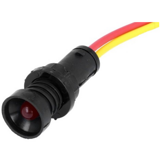 Avisador LED 12/24VDC - 12/24VAC (Ø10mm) c/ Fios - Vermelho