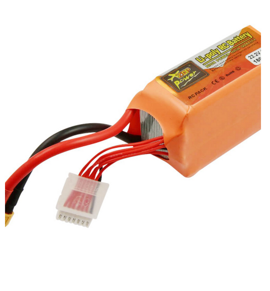Bateria Compatível Drone FPV 22,2V 1800mAh 6S 120C c/ Plugue XT60