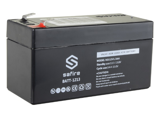 Bateria de Chumbo 12V 1,3Ah (97 x 58 x 65 mm) - SAFIRE