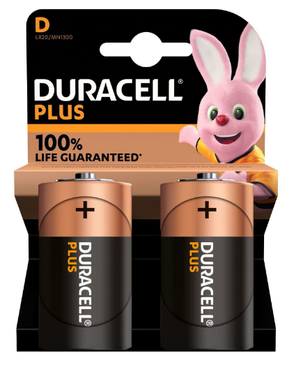 Blister 2 Pilhas Alcalinas 1,5V D / LR20 - Duracell PLUS