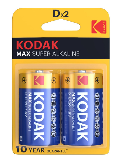 Blister 2 Pilhas Alcalinas D LR20 - KODAK