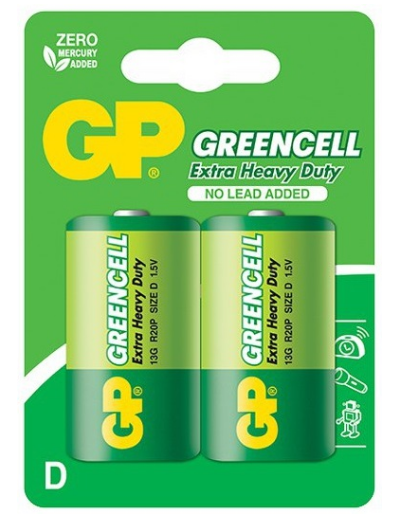 Blister 2 Pilhas GREENCELL R20 / D - GP