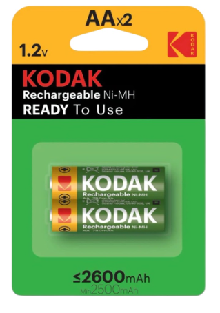 Blister 2 Pilhas Recarregáveis AA 1,2V 2600mAh - KODAK