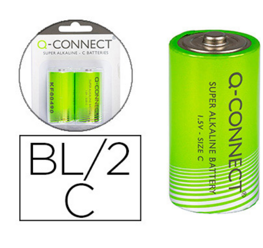 Blister 2x Pilhas Alcalina C / LR14 - Q-CONNECT