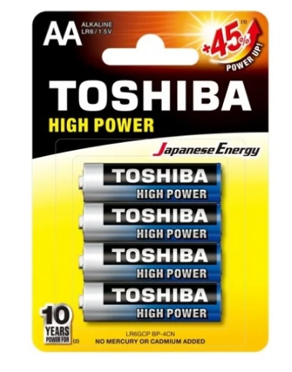 Blister 4 Pilhas Alcalinas 1,5V LR6 AA - TOSHIBA