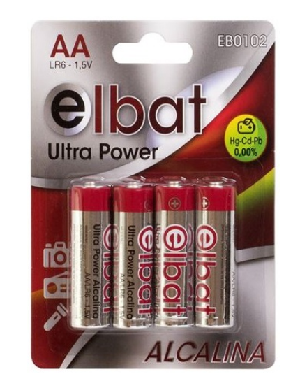 Blister 4x Pilhas Alcalinas AA / LR6 1,5V - ELBAT