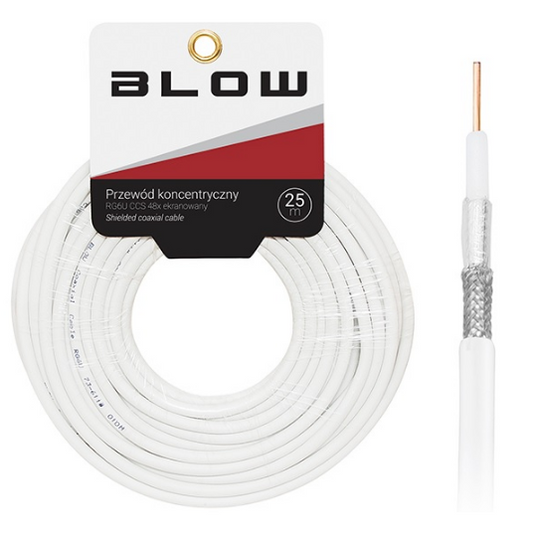 Bobine Cabo Coaxial RG6 Branco (25 mts) - BLOW