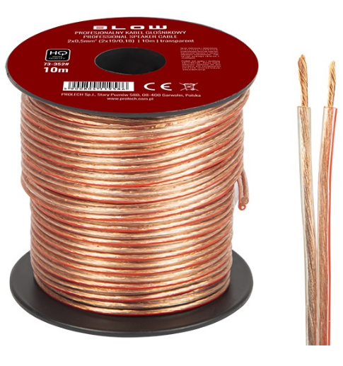 Bobine Cabo Coluna Transparente 2x 0,5mm (10 mts) - BLOW